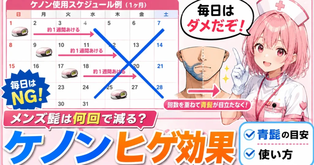 ケノンでヒゲは何回で減るか青髭の目安と使い方