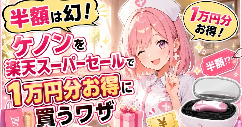 半額は幻！ケノンを楽天スーパーセールで1万円分お得に買うワザのタイトルバナー