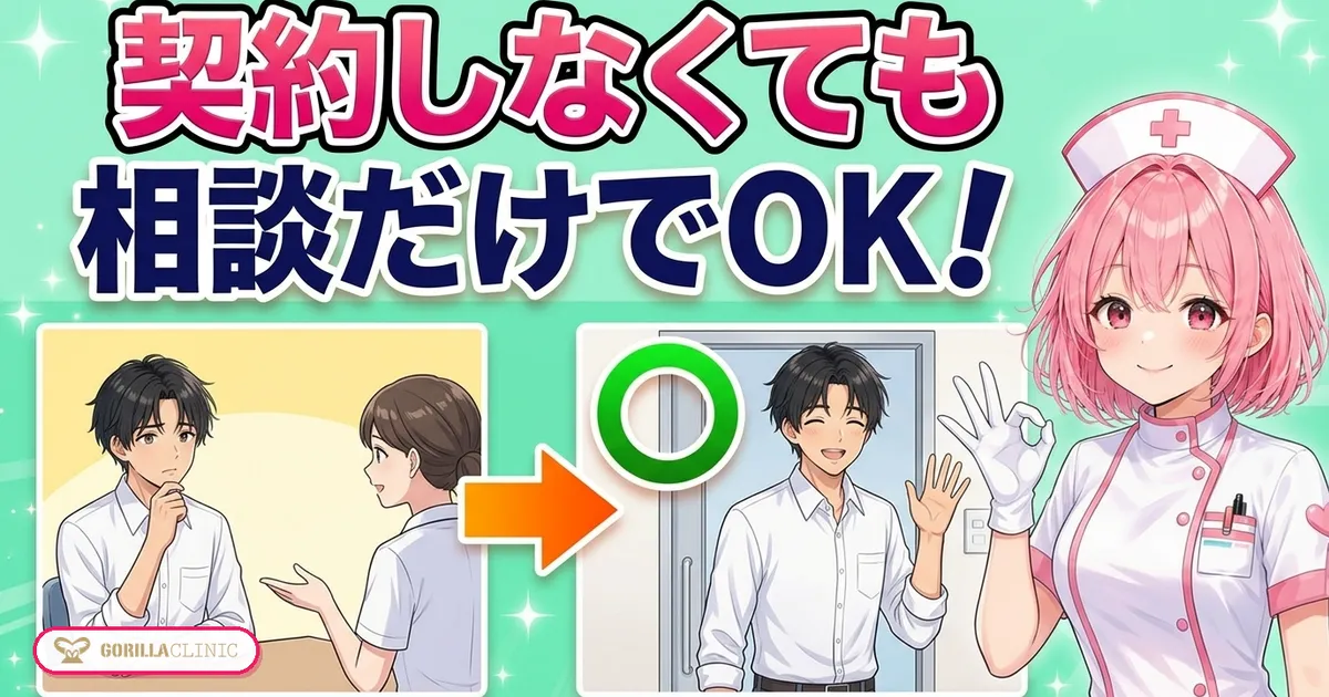 ゴリラクリニックのカウンセリングは契約しなくても相談だけでOK