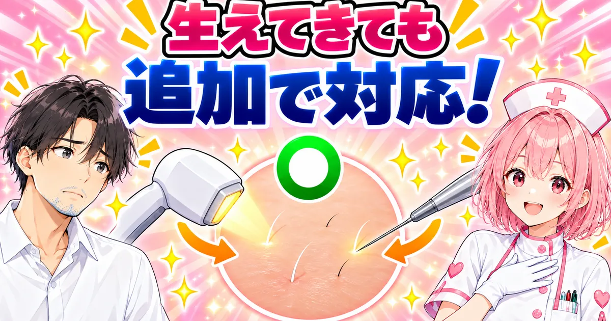 ヒゲが生えてきても追加照射や針脱毛で対応