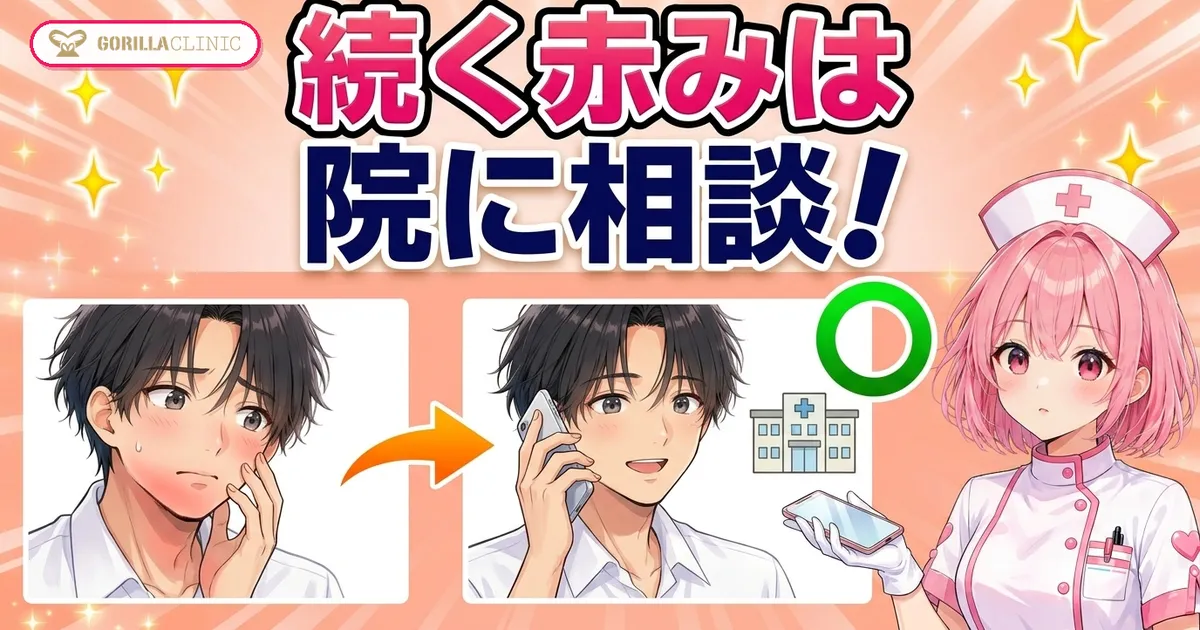 続く赤みはクリニックに相談