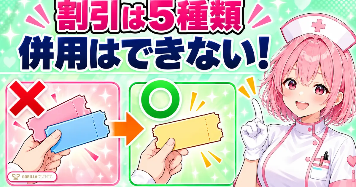 ゴリラクリニックの割引は5種類で併用はできない